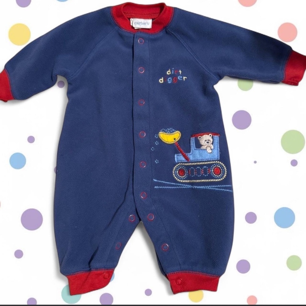 Carter's Navy and Red Construction Footie